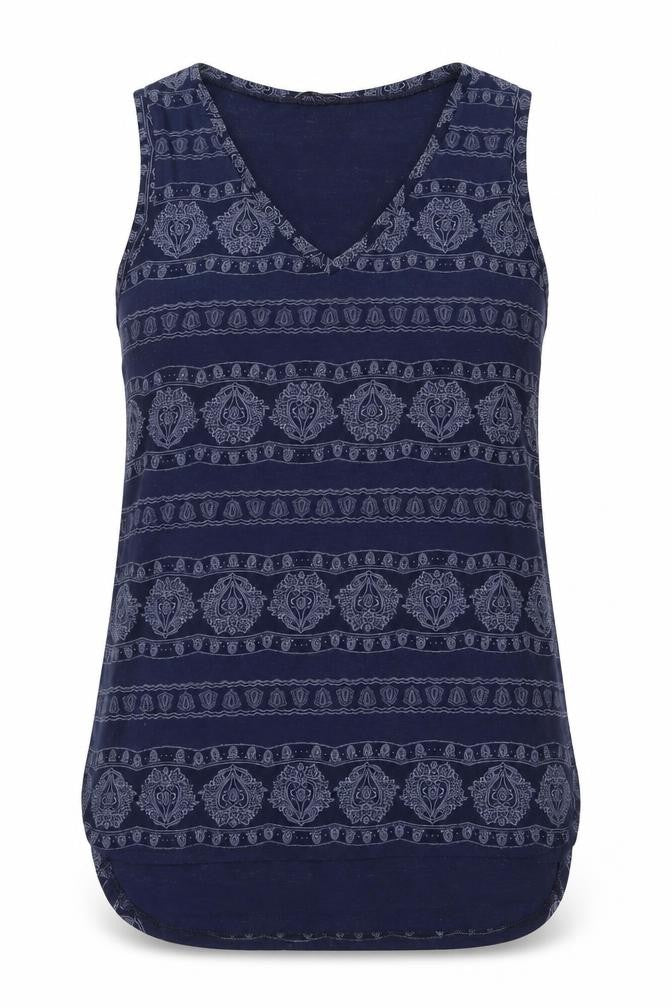 New Look Womens Blue Paisley Polyester Jersey Tank Size 8 Round Neck
