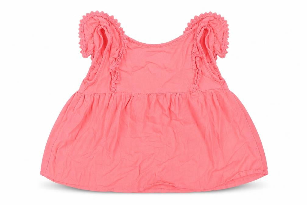 Front view of Primark girls’ pink viscose basic tank, size 5-6, years round neck