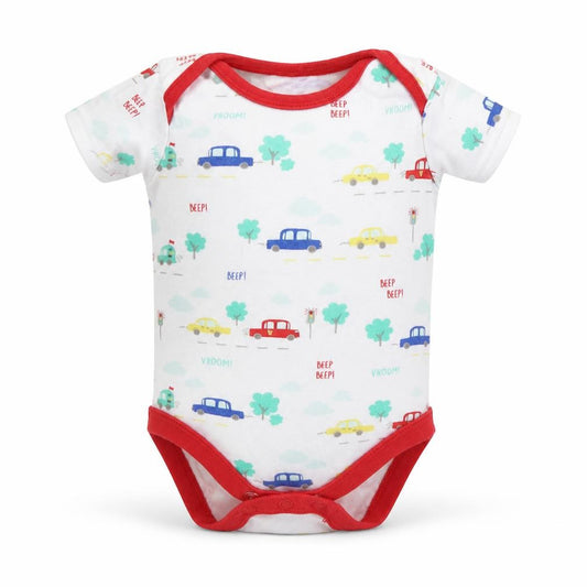St Bernard  Boys Multicoloured Geometric Cotton Leotard One-Piece Size 3-6 Months  Snap - Car Print