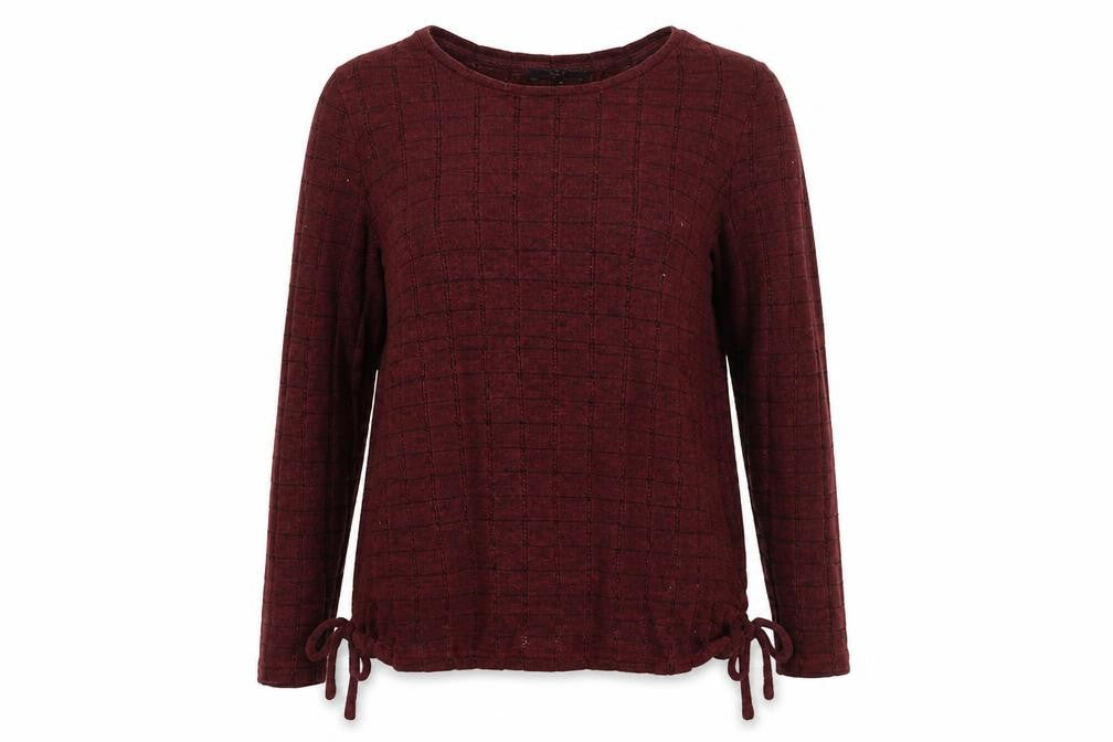 Front view of Next women’s red crew neck viscose jumper, size UK 12
