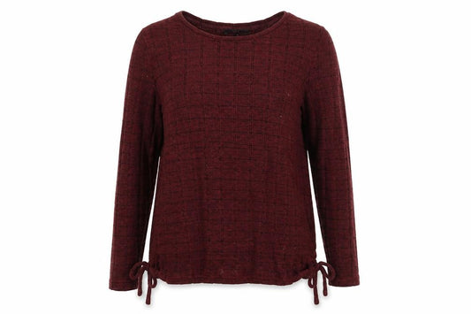 Front view of Next women’s red crew neck viscose jumper, size UK 12