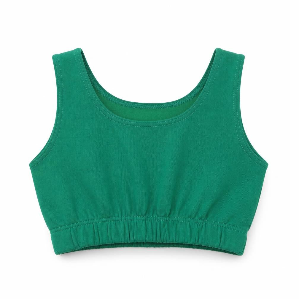 Stylewise Womens Green  Cotton Cropped Tank Size XS Scoop Neck