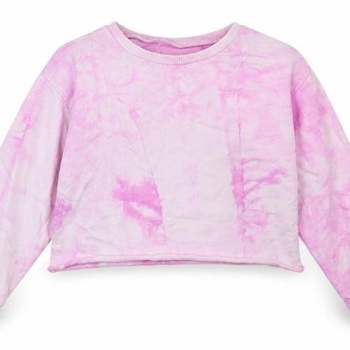 Dunnes Stores Girls Pink  Cotton Pullover Sweatshirt Size 5-6 Years   - Tie Dye, Cropped