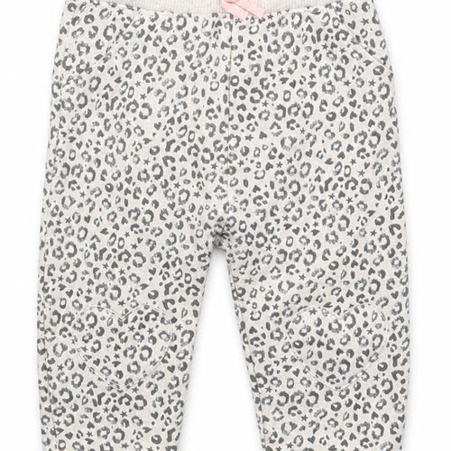 George Girls Beige Animal Print Cotton Sweatpants Trousers Size 6-9 Months