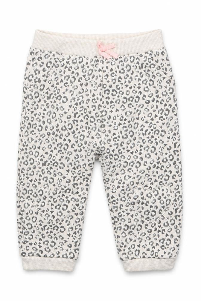 George Girls Beige Animal Print Cotton Sweatpants Trousers Size 6-9 Months