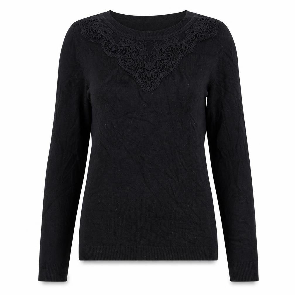 Oasis Womens Black Round Neck  Viscose Pullover Jumper Size XS