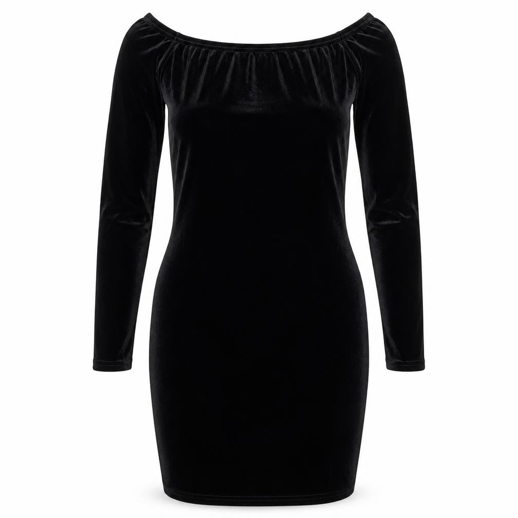Front view of Missguided women’s black polyester bodycon, size UK 10, round neck