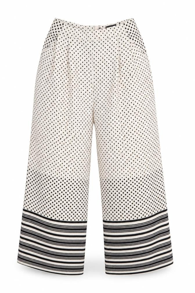 Topshop Womens Ivory Polka Dot Polyester Trousers  Size 8 L23 in Regular Zip - Culotte