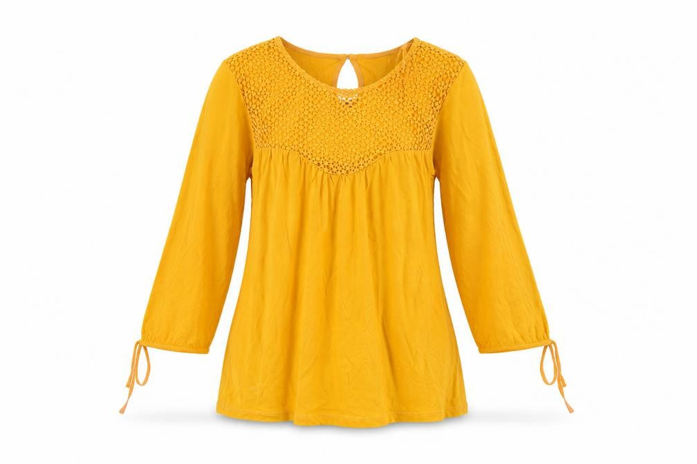 Front view of F&F women’s orange viscose basic t-shirt, size UK 10, round neck