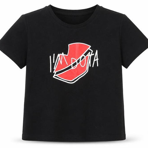SheIn Girls Black  Cotton Basic T-Shirt Size 11-12 Years Round Neck