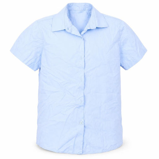 Front view of George boys’ blue polyester basic button-up, size 8-9, years collared - school