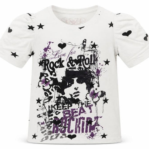 Young Dimension Girls White  Cotton Basic T-Shirt Size 7-8 Years Round Neck
