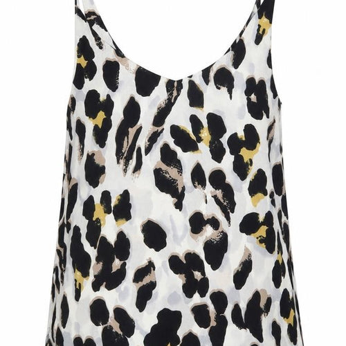 Loveown Womens White Animal Print Polyester Camisole Blouse Size 8 V-Neck