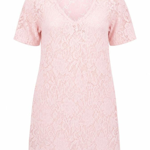 You & Me Womens Pink Floral Polyester T-Shirt Dress  Size S  V-Neck