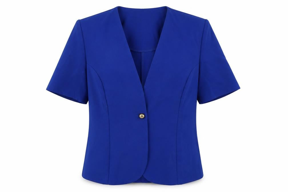 Daxon Womens Blue   Jacket Blazer Size 14  Buckle - Short sleeve blazer