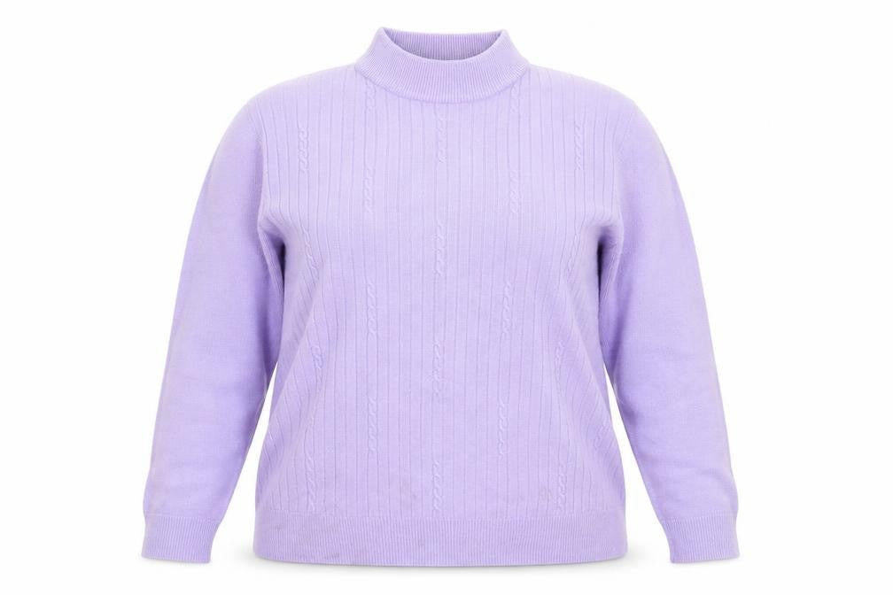 Bonmarché Womens Purple Mock Neck  Acrylic Pullover Jumper Size L