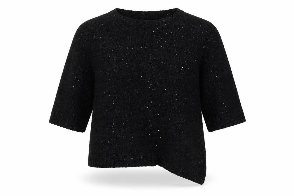 Virtuelle Womens Black Round Neck  Acrylic Pullover Jumper Size M