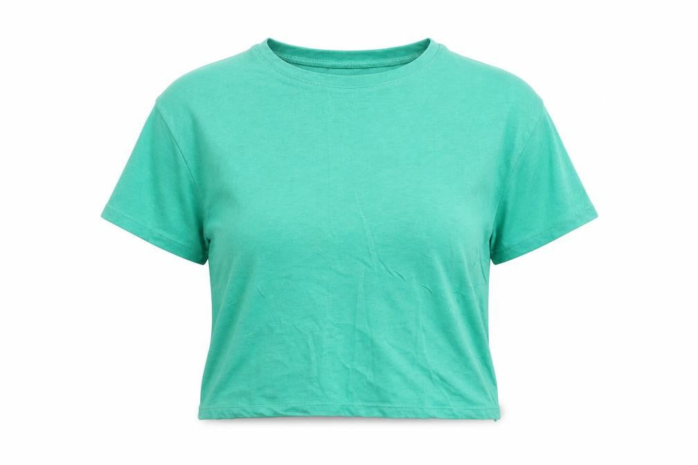 Dunnes Stores Womens Green  100% Cotton Cropped T-Shirt Size XS Round Neck