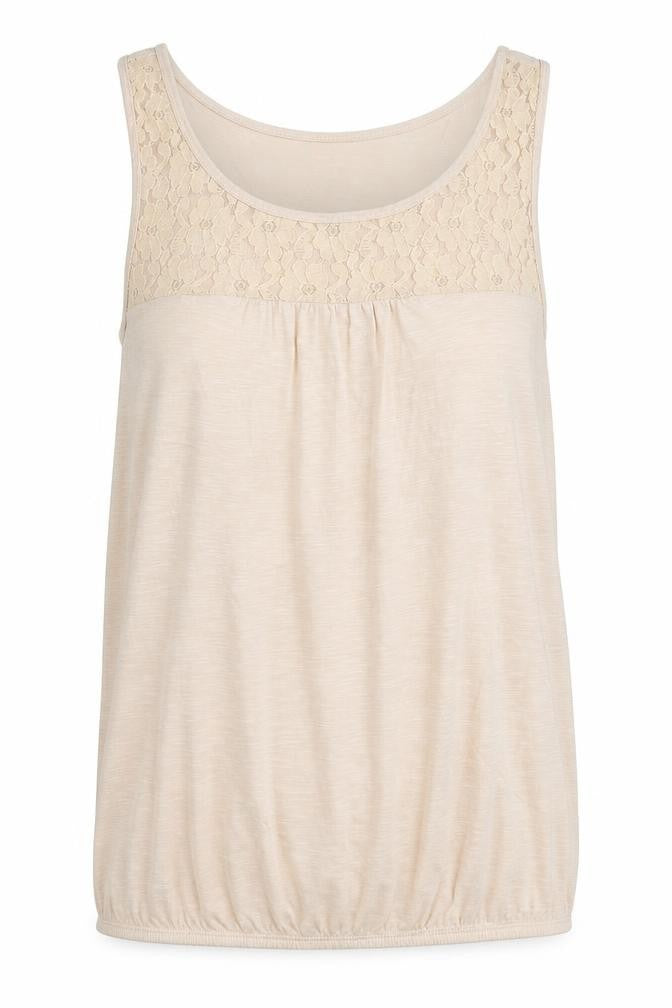 Front view of Dorothy Perkins women’s pink viscose basic tank, size UK 8, round neck
