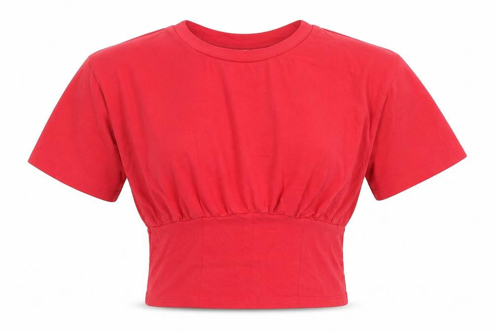 Candy Couture Girls Pink  Cotton Cropped T-Shirt Size 12 Years Round Neck