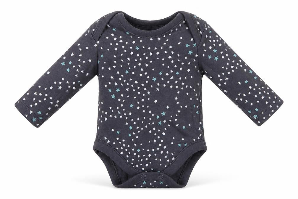 George Girls Grey Spotted 100% Cotton Babygrow One-Piece Size 0-3 Months  Snap - stars