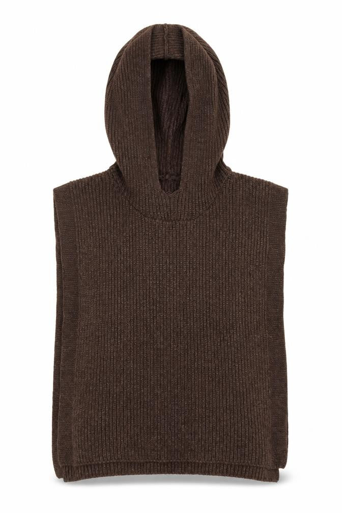 Front view of Primark women’s brown polyester cape hoodie one size