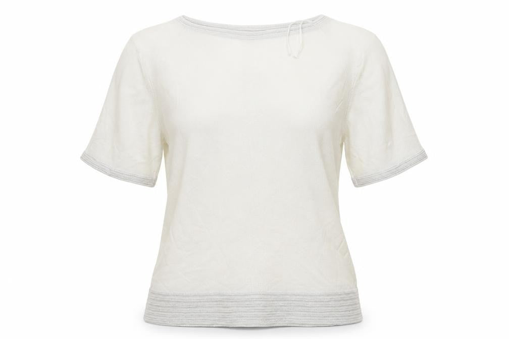 Front view of Next women’s white round neck viscose jumper, size UK 14