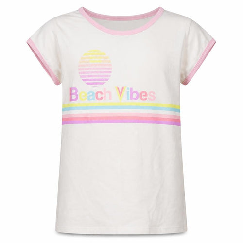 TU Girls White  Cotton Basic T-Shirt Size 9 Years Round Neck  - beach