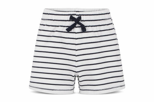 Front view of George boys’ white striped cotton cropped trousers, size 9-12, months