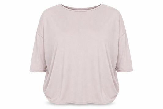 Front view of Dunnes women’s pink round neck polyester jumper, size L