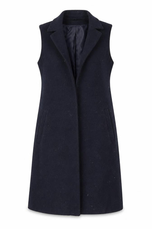 Front view of New Look women’s blue overcoat coat, size UK 10