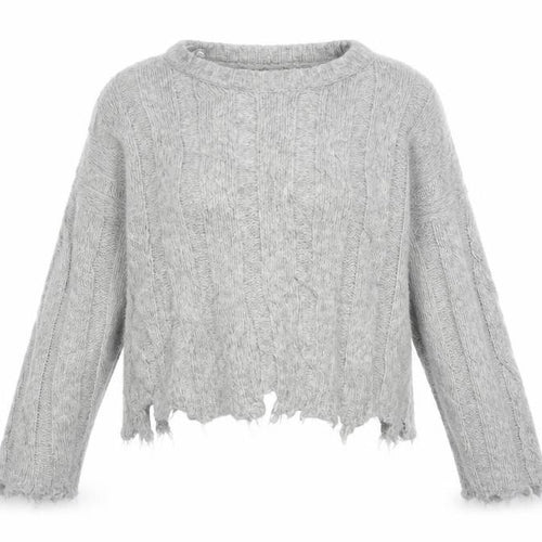 Bershka Womens Grey Crew Neck Striped Acrylic Pullover Jumper Size S