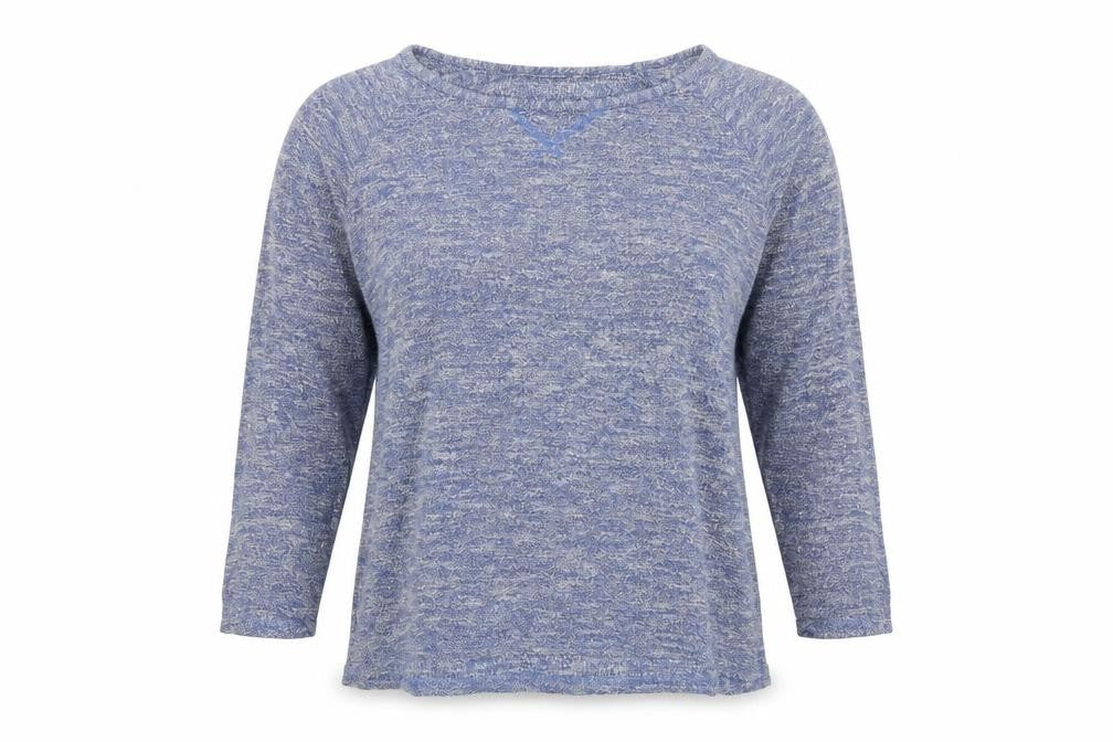 Front view of Oasis women’s blue boat neck polyester jumper, size S