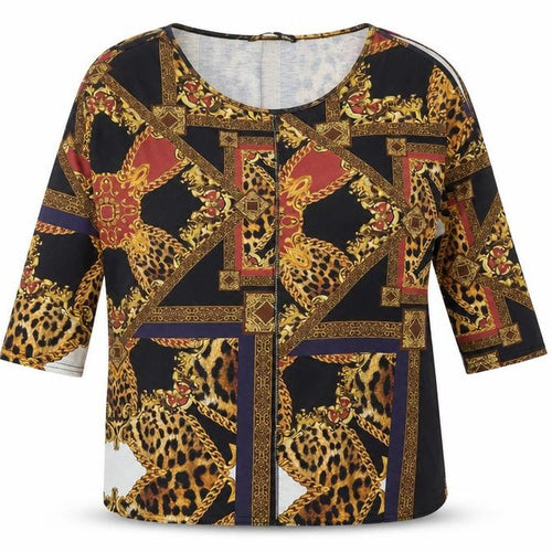 capsule Womens Multicoloured Geometric Polyester Tunic T-Shirt Size 10 Crew Neck - Cold Shoulder