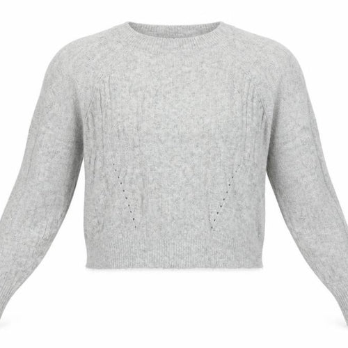 Topshop Womens Grey Crew Neck Geometric Acrylic Pullover Jumper Size 6   - crop jumper