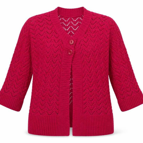 Glimpse Design Womens Pink Round Neck  Cotton Cardigan Jumper Size M