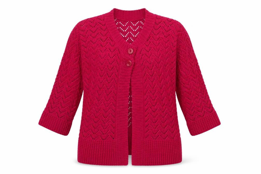 Glimpse Design Womens Pink Round Neck  Cotton Cardigan Jumper Size M