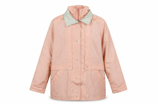 Front view of Savannah women’s pink jacket, size L, button