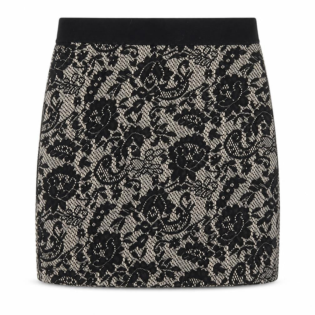 H&M Womens Black Floral Polyester A-Line Skirt Size 8   Zip