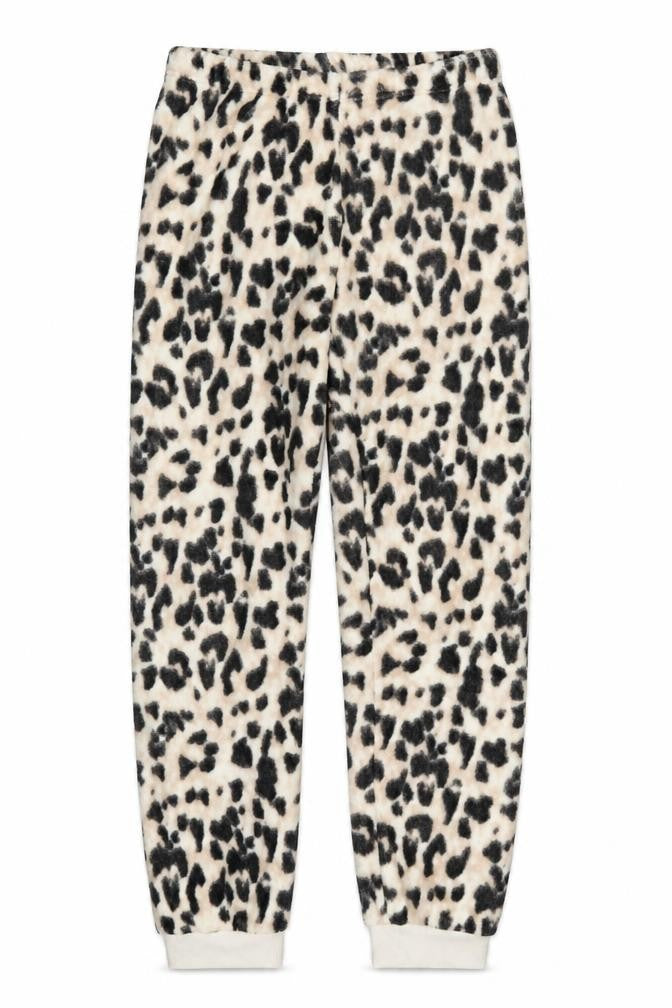 Dunnes Womens Beige Animal Print Polyester Trousers  Size S L30 in Regular  - Pyjama Pants
