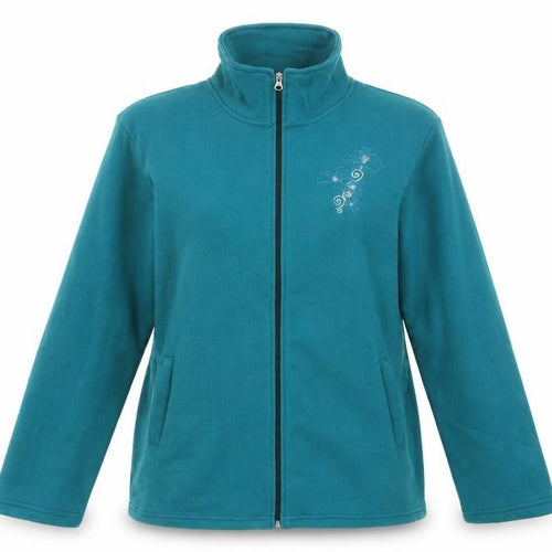 Anne De Lancay Womens Blue   Jacket  Size XL  Zip - Flower