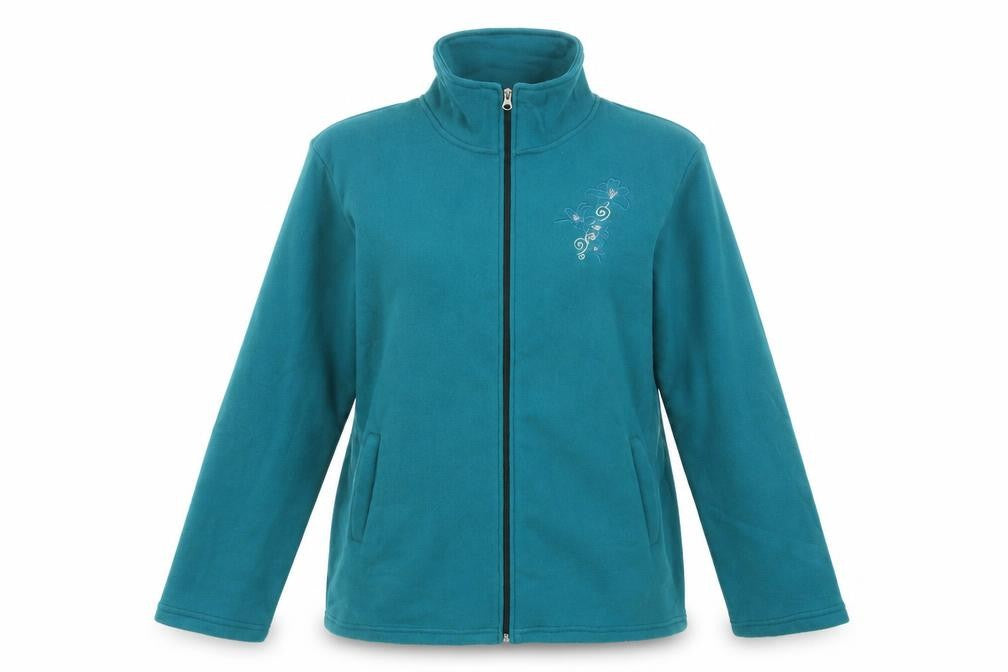 Anne De Lancay Womens Blue   Jacket  Size XL  Zip - Flower