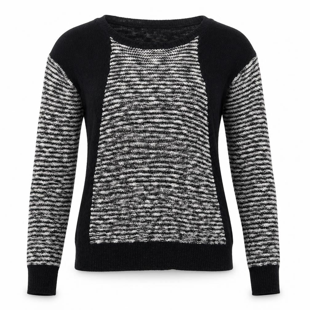 Dorothy Perkins Womens Black Round Neck Striped Cotton Pullover Jumper Size 12