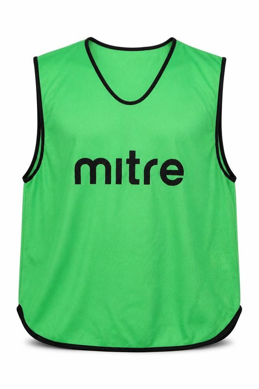 Front view of Mitre men’s green polyester basic tank, size S, v-neck pullover