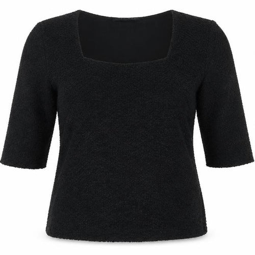 Alex & Co Womens Black  Acetate Basic T-Shirt Size 12 Square Neck