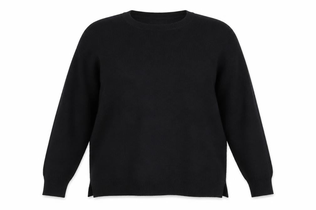 Front view of George women’s black round neck viscose jumper, size UK 18