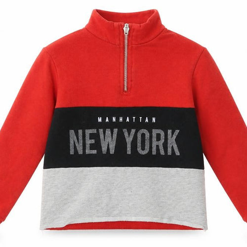 Active Girls Red V-Neck Striped Polyester Pullover Jumper Size 8-9 Years   - New York