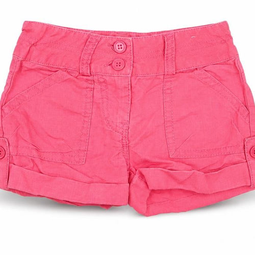 NEXT Girls Pink  Linen Bermuda Shorts Size 4 Years  Regular Zip