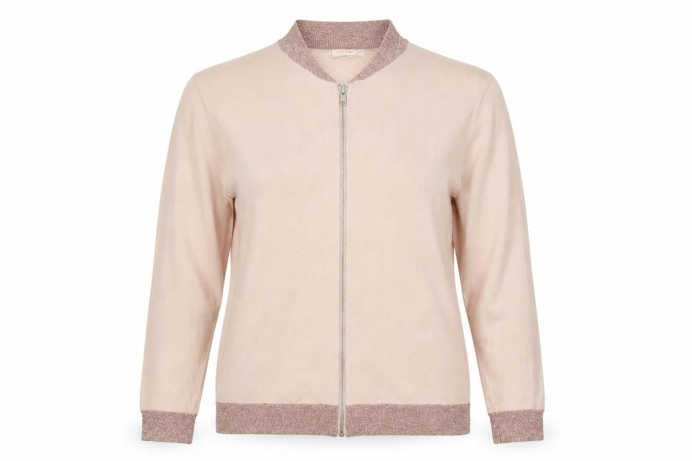 jeff Womens Beige V-Neck  Cotton Full Zip Jumper Size L