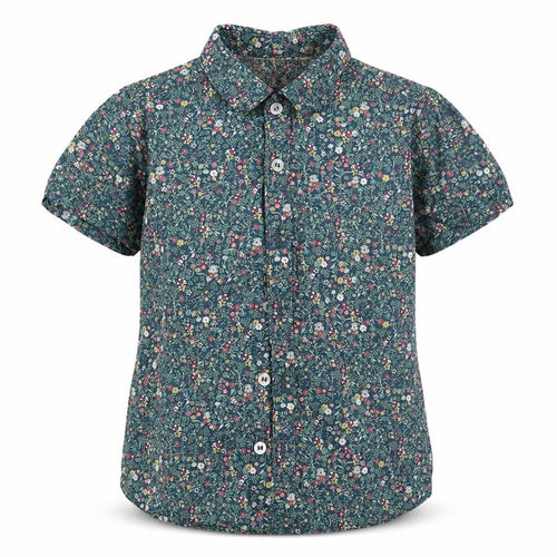ne3xt Girls Green Floral Cotton Basic Button-Up Size 2-3 Years Collared Button